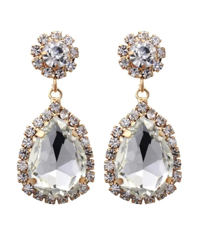 1920s Silver Rhinestone Teardrop Dangle Earrings Accessories Unique Vintage Earrings