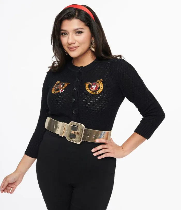 1950s Black Love At The Ranch Cropped Cardigan Clothing Unique Vintage Sweaters and Cardigans