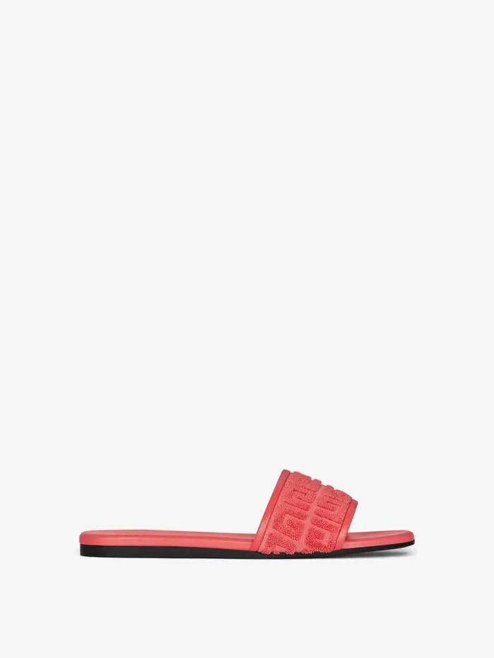4g Flat Mules In 4g Cotton Towelling Coral Women Givenchy Slides and Sandals