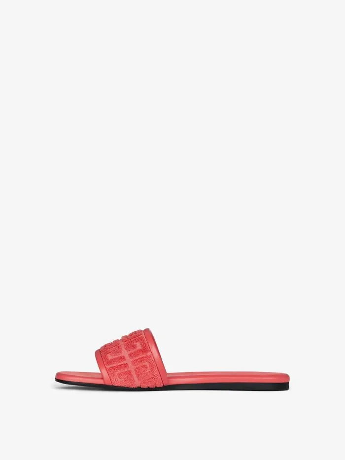 4g Flat Mules In 4g Cotton Towelling Coral Women Givenchy Slides and Sandals