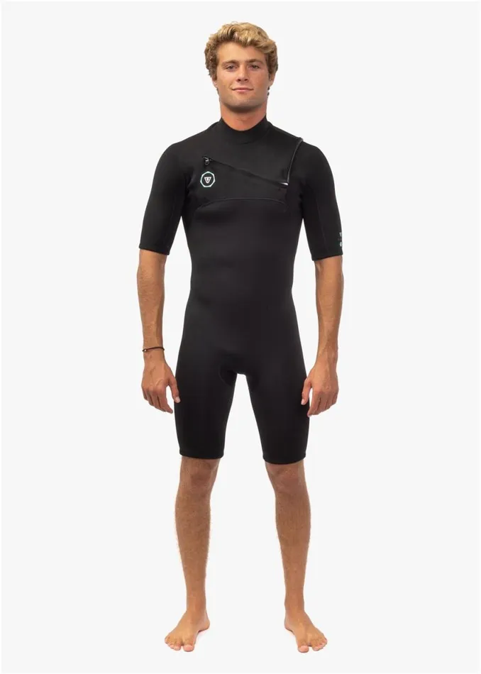 7 Seas 22 Short Sleeve Chest Zip Spring Wetsuit Black Men Vissla Wetsuits