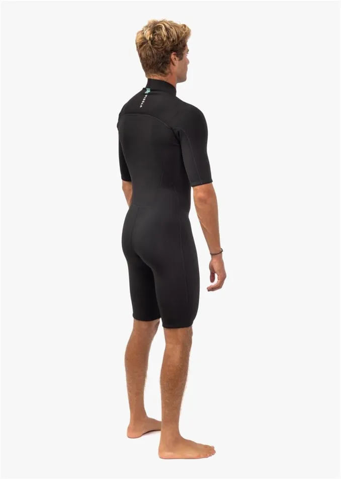 7 Seas 22 Short Sleeve Chest Zip Spring Wetsuit Black Men Vissla Wetsuits