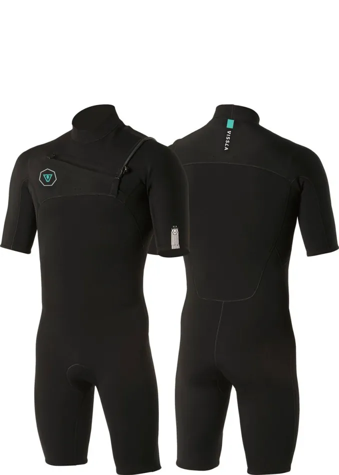 7 Seas 22 Short Sleeve Chest Zip Spring Wetsuit Black Men Vissla Wetsuits