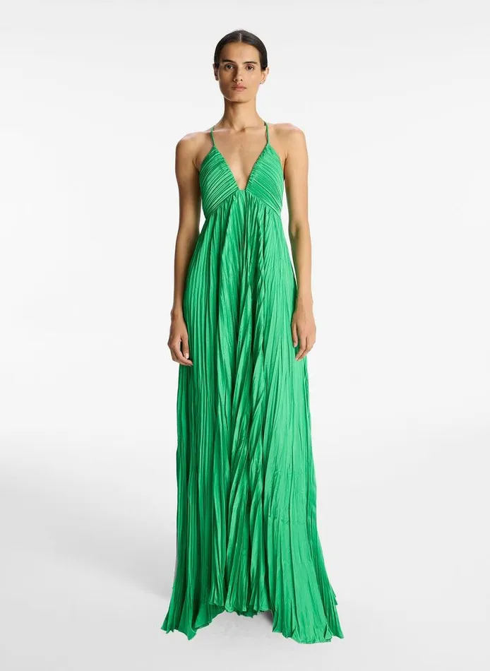 Accessories Women ALC Angelina II Satin Pleated Dress Verde