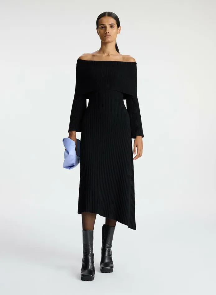 Accessories Women ALC Eve Off Shoulder Wool Dress Black