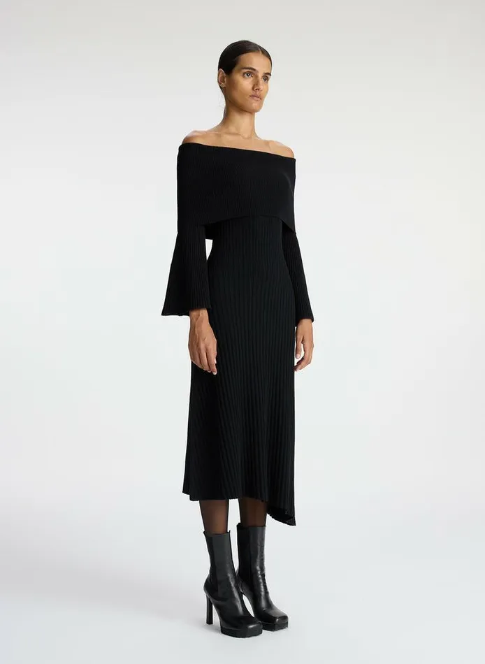 Accessories Women ALC Eve Off Shoulder Wool Dress Black Accessories Women ALC Eve Off Shoulder Wool Dress Black