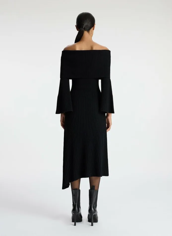 Accessories Women ALC Eve Off Shoulder Wool Dress Black Accessories Women ALC Eve Off Shoulder Wool Dress Black