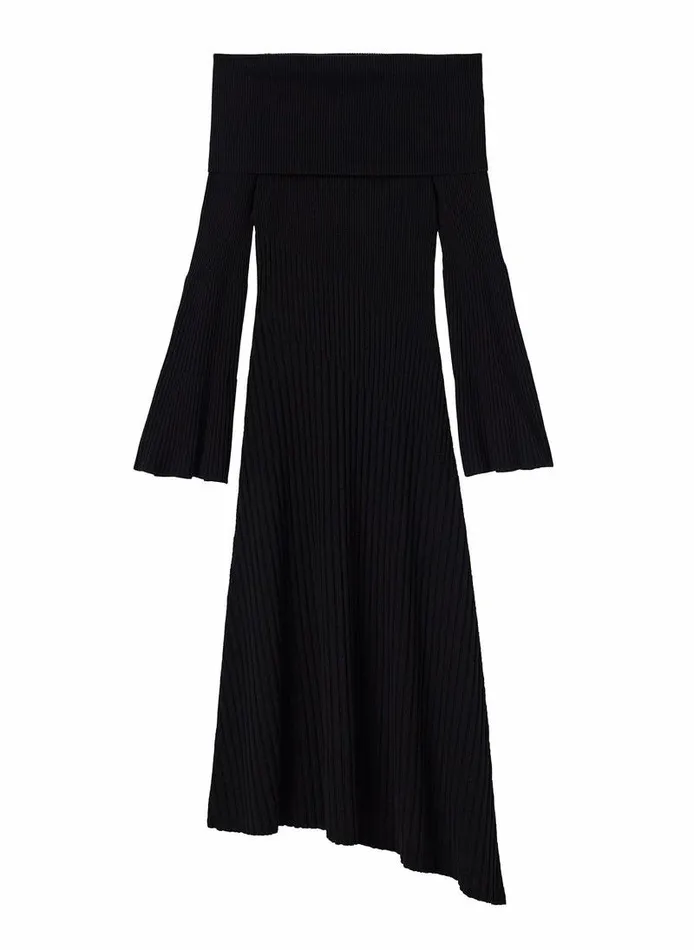 Accessories Women ALC Eve Off Shoulder Wool Dress Black Accessories Women ALC Eve Off Shoulder Wool Dress Black