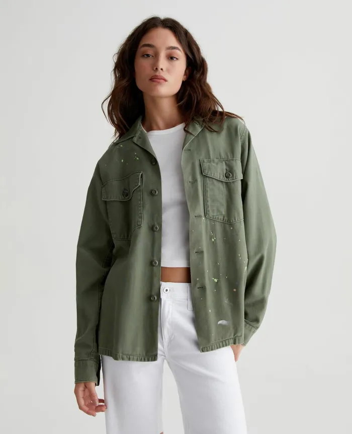 AG Jeans Blake Jacket Stone Dot Vintage Green Women Jackets