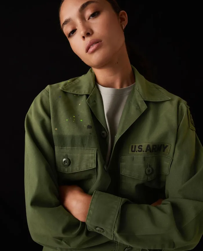 AG Jeans Blake Jacket Stone Dot Vintage Green Women Jackets AG Jeans Blake Jacket Stone Dot Vintage Green Women Jackets