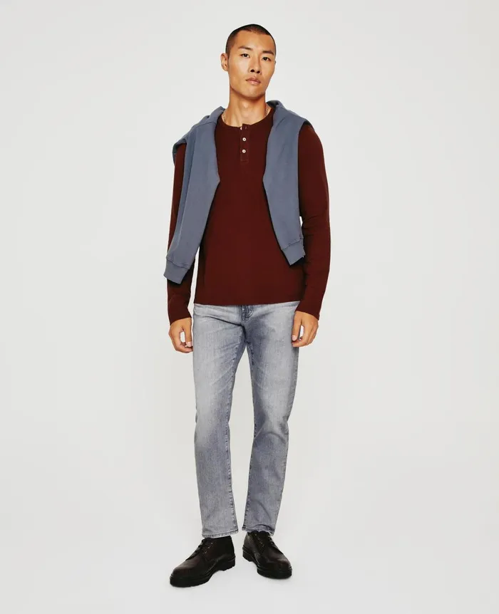 AG Jeans Bryce Long Sleeve Henley Dark Sangria Men Tees AG Jeans Bryce Long Sleeve Henley Dark Sangria Men Tees