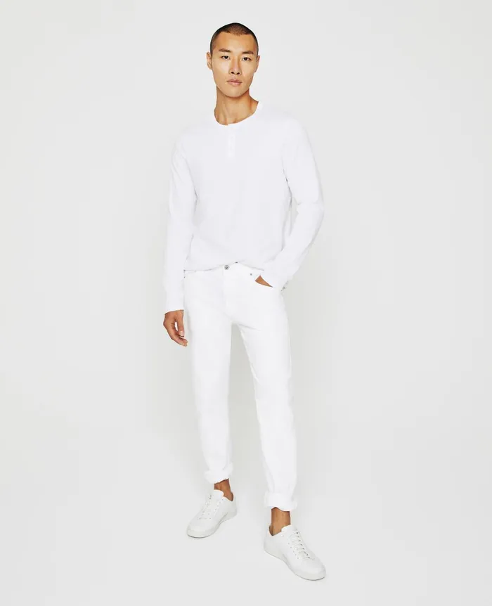 AG Jeans Bryce Long Sleeve Henley True White Men Tees AG Jeans Bryce Long Sleeve Henley True White Men Tees