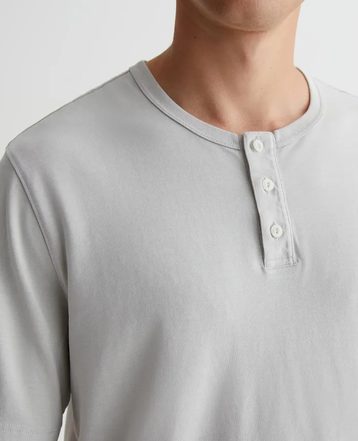 AG Jeans Bryce Short Sleeve Henley Silver Smoke Men Tees AG Jeans Bryce Short Sleeve Henley Silver Smoke Men Tees