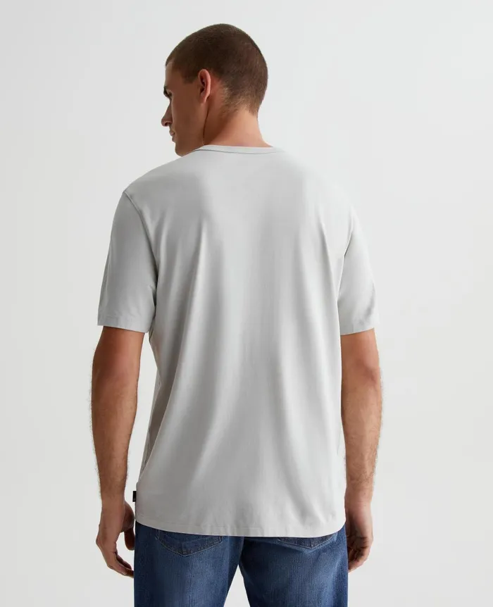 AG Jeans Bryce Short Sleeve Henley Silver Smoke Men Tees AG Jeans Bryce Short Sleeve Henley Silver Smoke Men Tees
