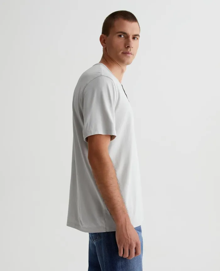 AG Jeans Bryce Short Sleeve Henley Silver Smoke Men Tees AG Jeans Bryce Short Sleeve Henley Silver Smoke Men Tees