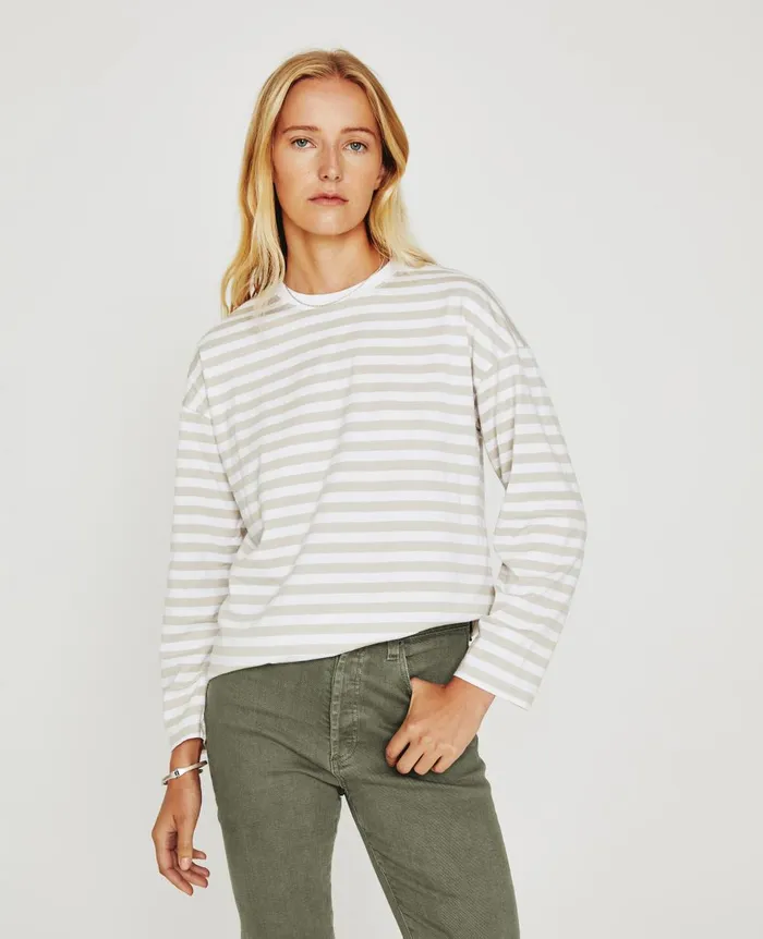 AG Jeans Fay LS Crew True Whitepale Smoke Women Tees and Tanks AG Jeans Fay LS Crew True Whitepale Smoke Women Tees and Tanks