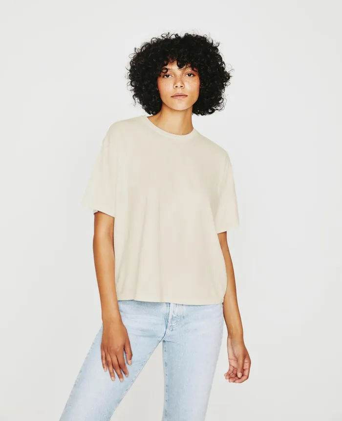 AG Jeans Karter ExBoyfriend Ivory Dust Women Tees and Tanks AG Jeans Karter ExBoyfriend Ivory Dust Women Tees and Tanks