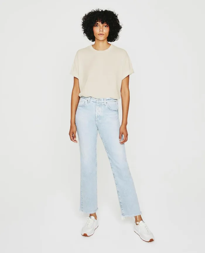 AG Jeans Karter ExBoyfriend Ivory Dust Women Tees and Tanks AG Jeans Karter ExBoyfriend Ivory Dust Women Tees and Tanks
