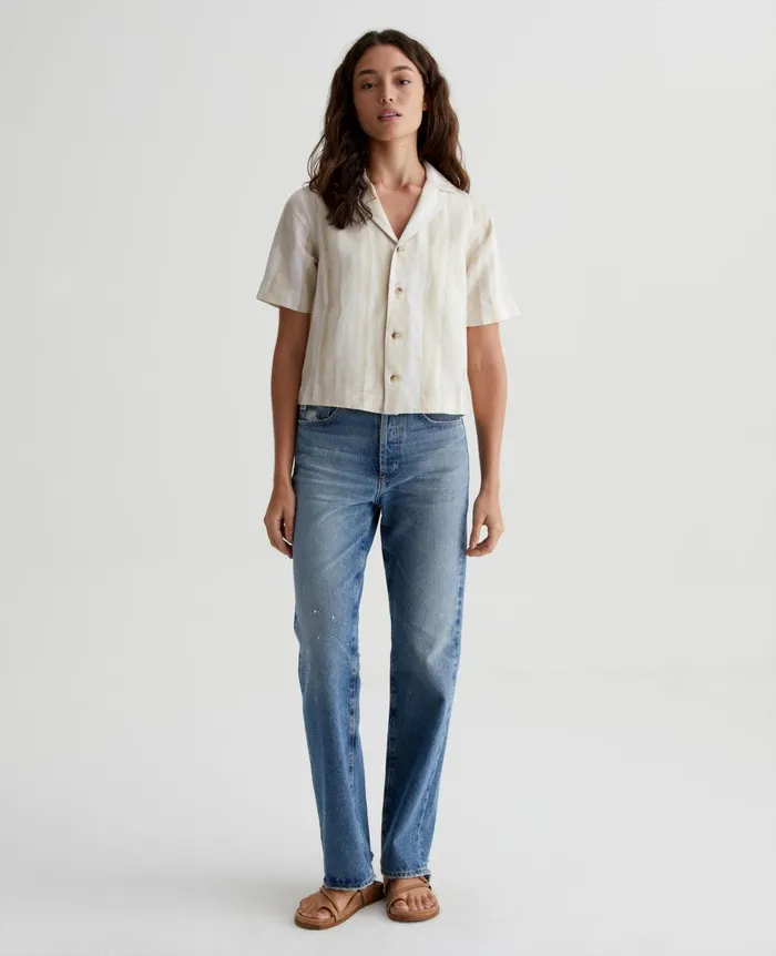 AG Jeans Koa Brush Strokes Beige Multi Women Tops and Shirts AG Jeans Koa Brush Strokes Beige Multi Women Tops and Shirts