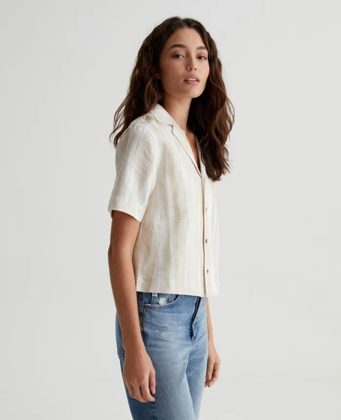 AG Jeans Koa Brush Strokes Beige Multi Women Tops and Shirts AG Jeans Koa Brush Strokes Beige Multi Women Tops and Shirts