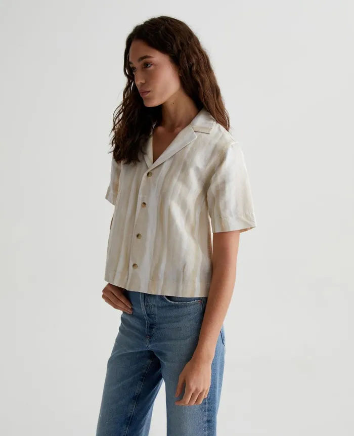 AG Jeans Koa Brush Strokes Beige Multi Women Tops and Shirts AG Jeans Koa Brush Strokes Beige Multi Women Tops and Shirts