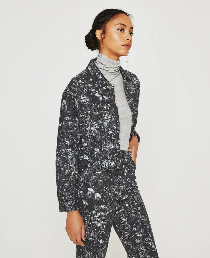 AG Jeans Mirah Jacket Flower Field Black Multi Women Jackets AG Jeans Mirah Jacket Flower Field Black Multi Women Jackets