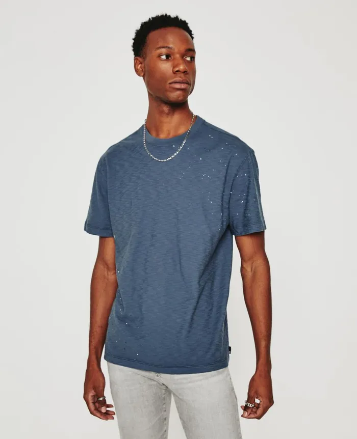AG Jeans Wesley Crew Stone Dot Navy Multi Men Tees