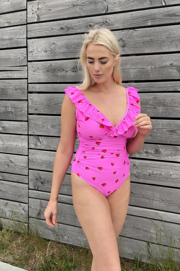 Agnes Swimsuit 8211 Strawberry Pink Women Cras Swimwear