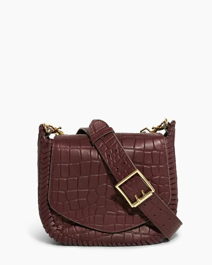 All For Love Saddle Crossbody True Plum Croco Women Aimee Kestenberg Crossbody Bags