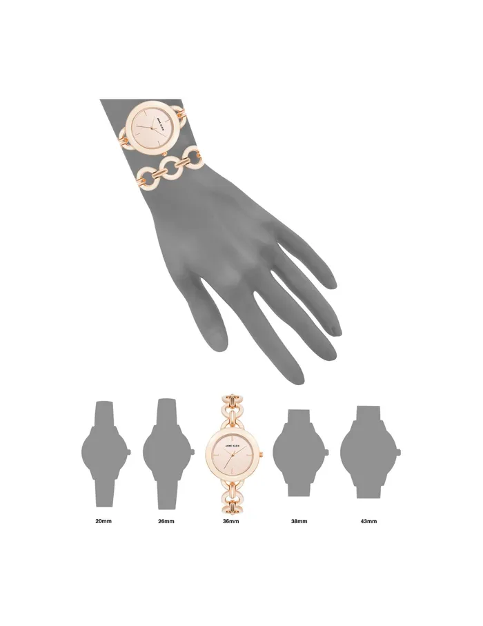 Anne Klein Boyfriend Circular Link Bracelet Watch Set Blush Pink Women Watches 038 Jewelry