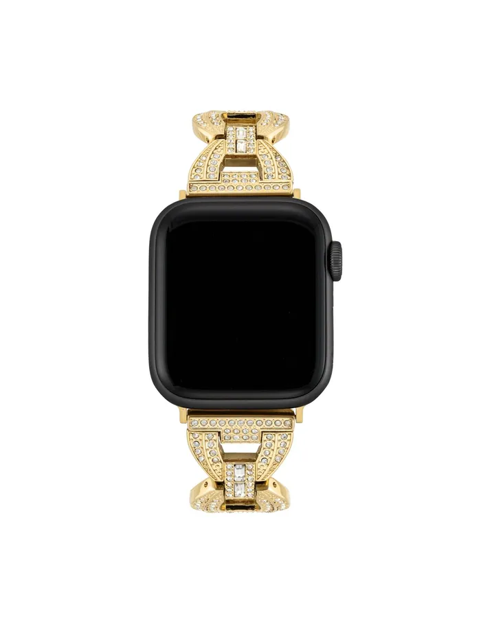 Anne Klein Premium Crystal Round Link Bracelet For Apple Watch Goldtone Women Watches 038 Jewelry