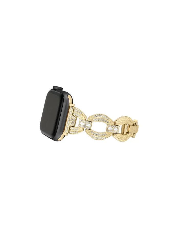 Anne Klein Premium Crystal Round Link Bracelet For Apple Watch Goldtone Women Watches 038 Jewelry