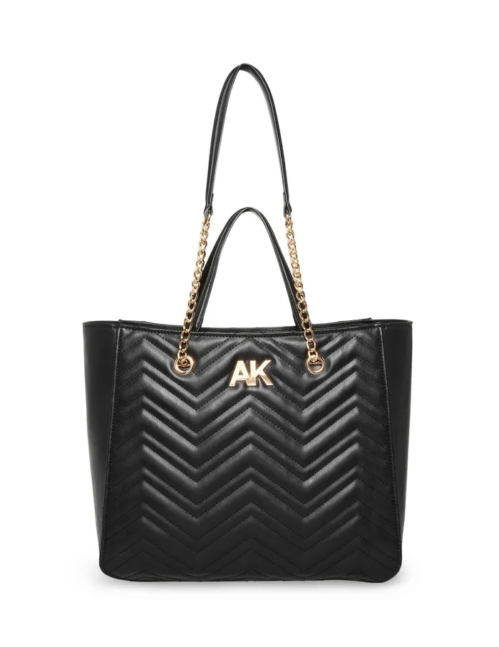 Anne Klein Quilted Double Handle Tote Black Women Handbags