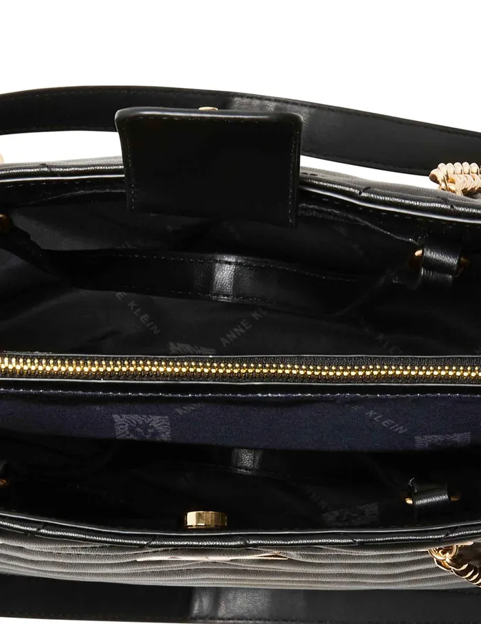 Anne Klein Quilted Double Handle Tote Black Women Handbags