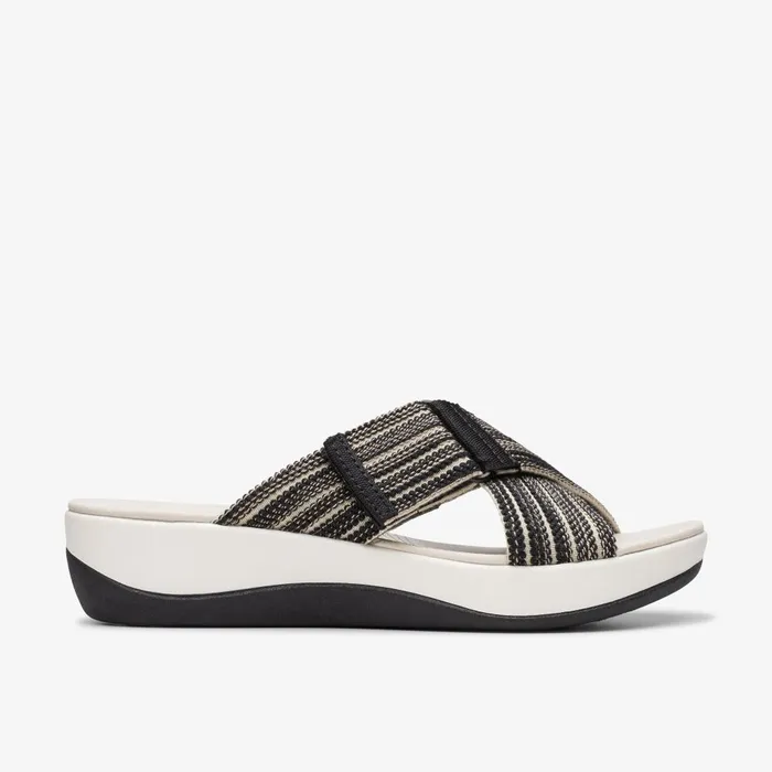 Arla Wave Black Combination Women Clarks Wedges
