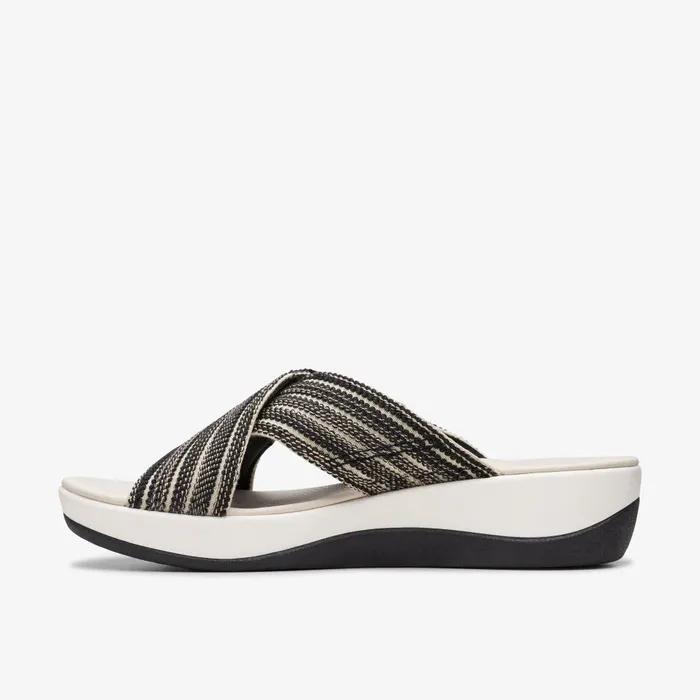 Arla Wave Black Combination Women Clarks Wedges