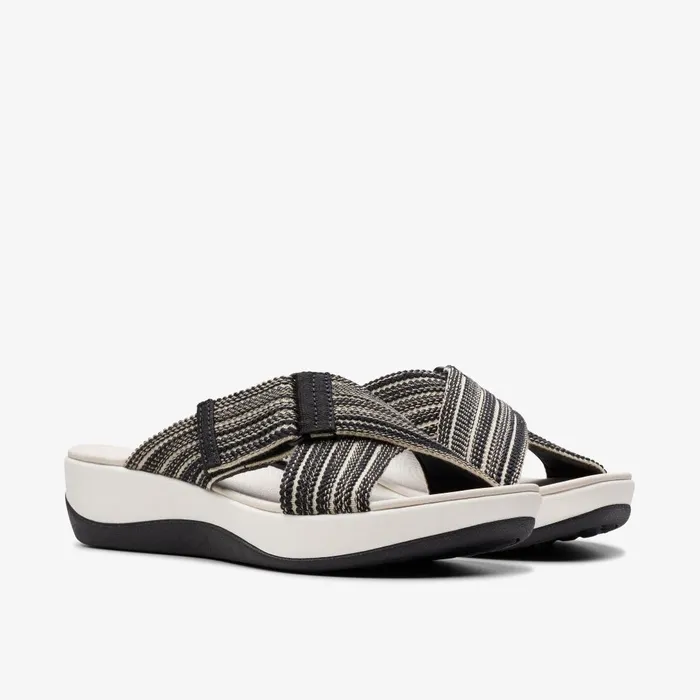 Arla Wave Black Combination Women Clarks Wedges