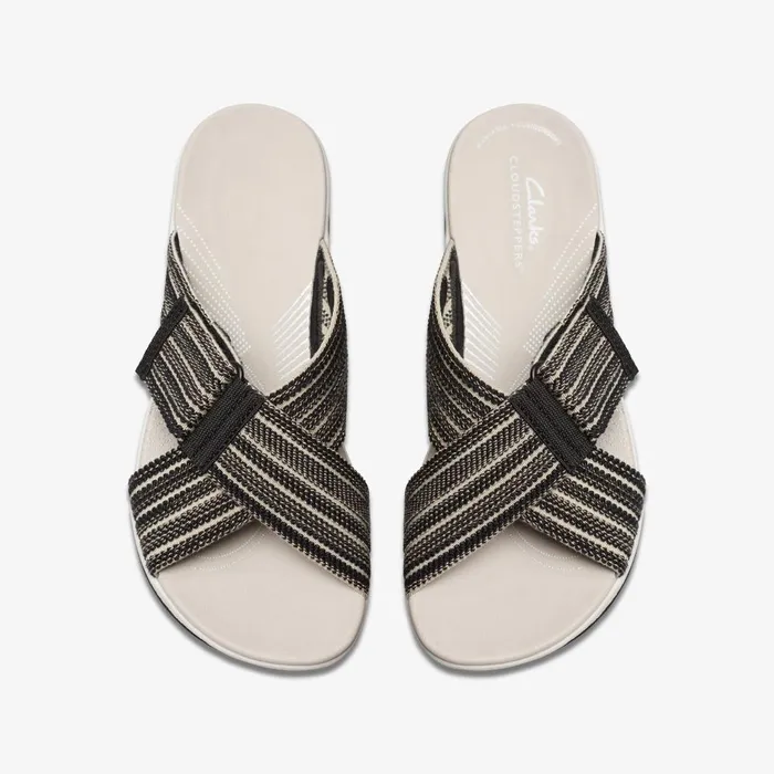 Arla Wave Black Combination Women Clarks Wedges