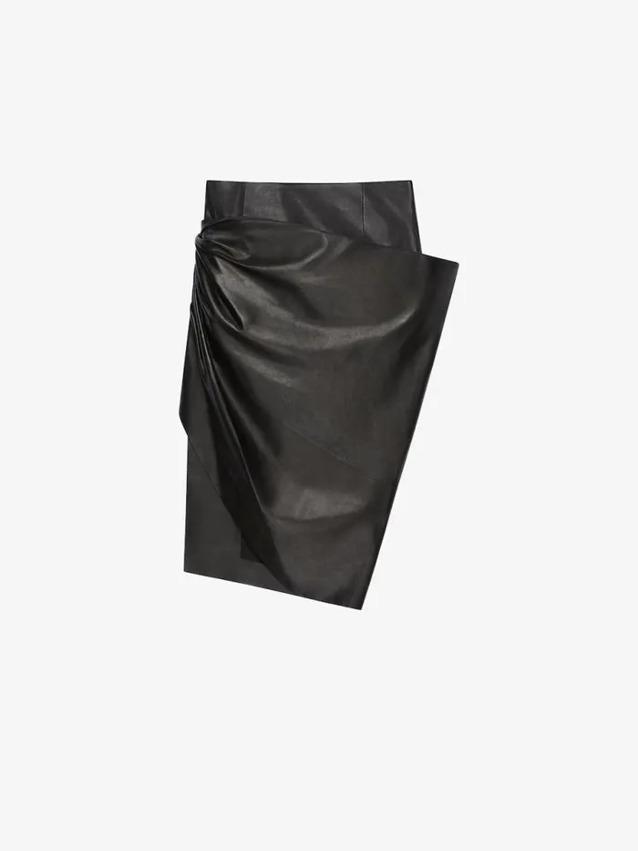 Asymmetric Draped Skirt In Leather Black Women Givenchy Skirts