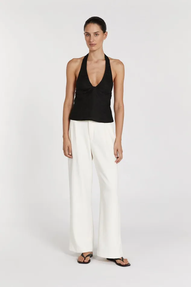 AUDREY BLACK LINEN HALTER TOP Women DISSH Tops