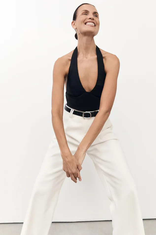 AUDREY BLACK LINEN HALTER TOP Women DISSH Tops