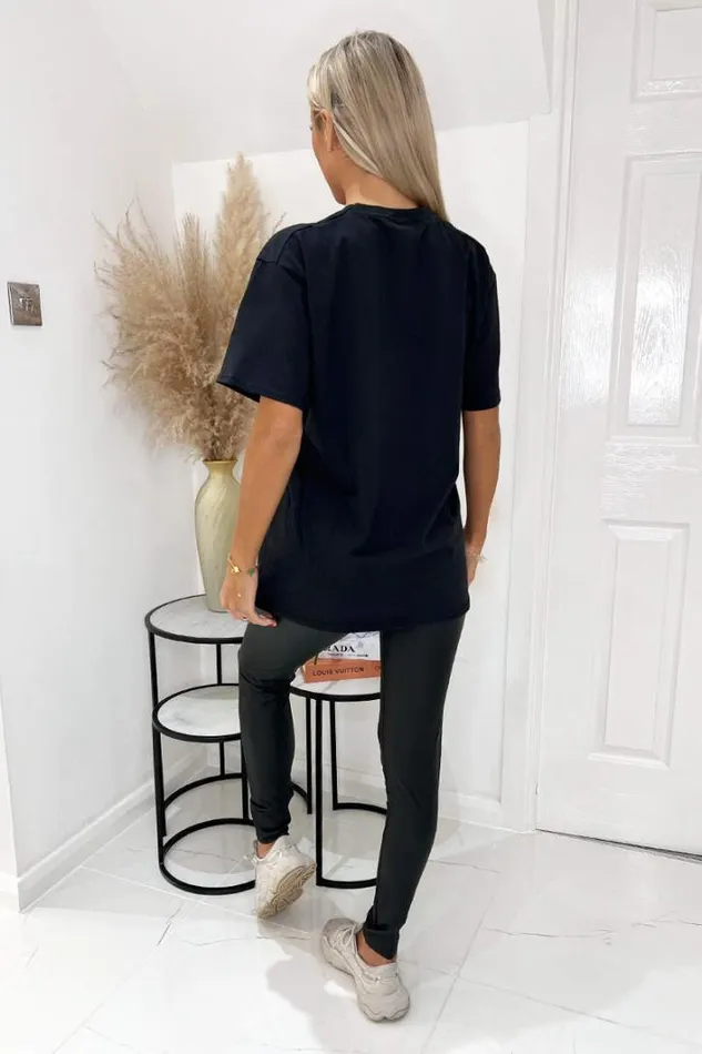 AX Paris Black Atelier Slogan TShirt Tops