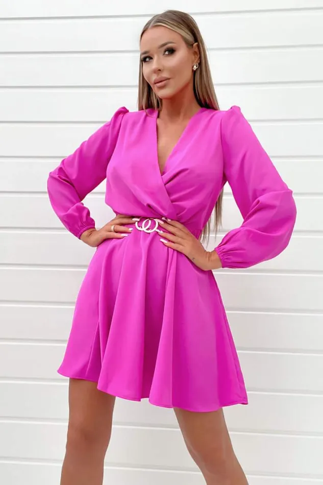 AX Paris Cerise Wrap Over Belted Skater Dress Dresses