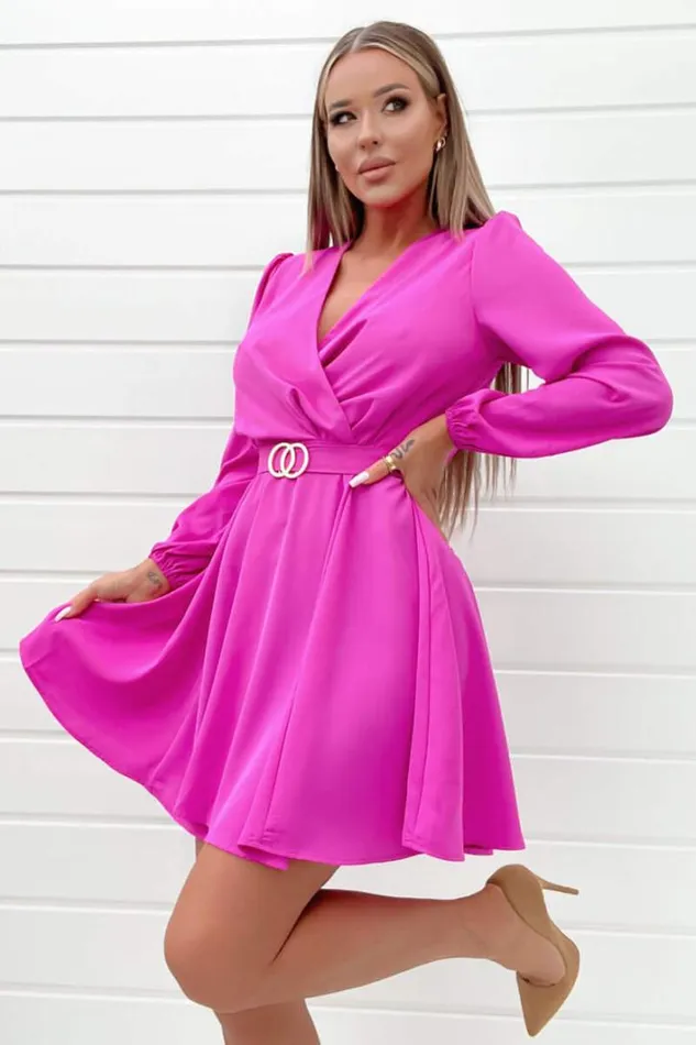 AX Paris Cerise Wrap Over Belted Skater Dress Dresses