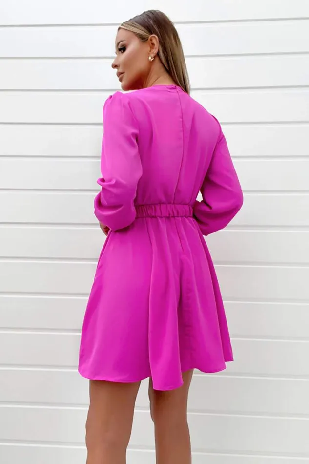 AX Paris Cerise Wrap Over Belted Skater Dress Dresses