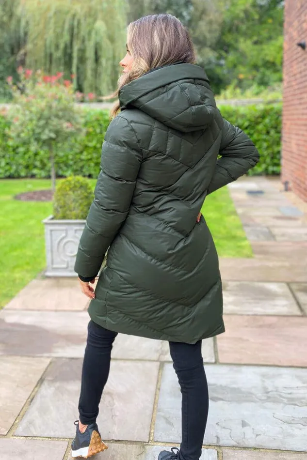 AX Paris Khaki LongLine Padded Coat Coats and Jackets