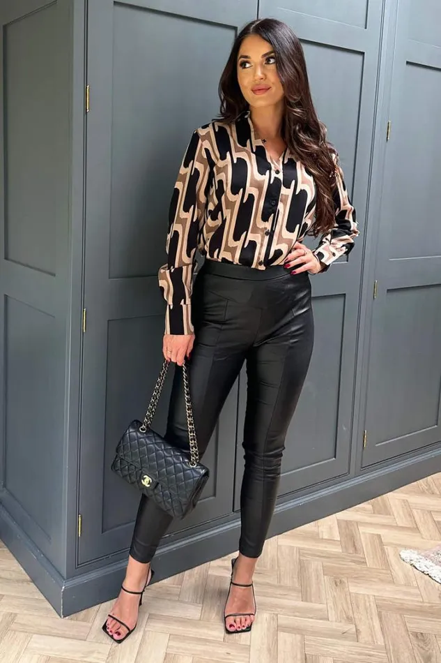 AX Paris Multi Printed Geometric Long Sleeve Shirt Tops