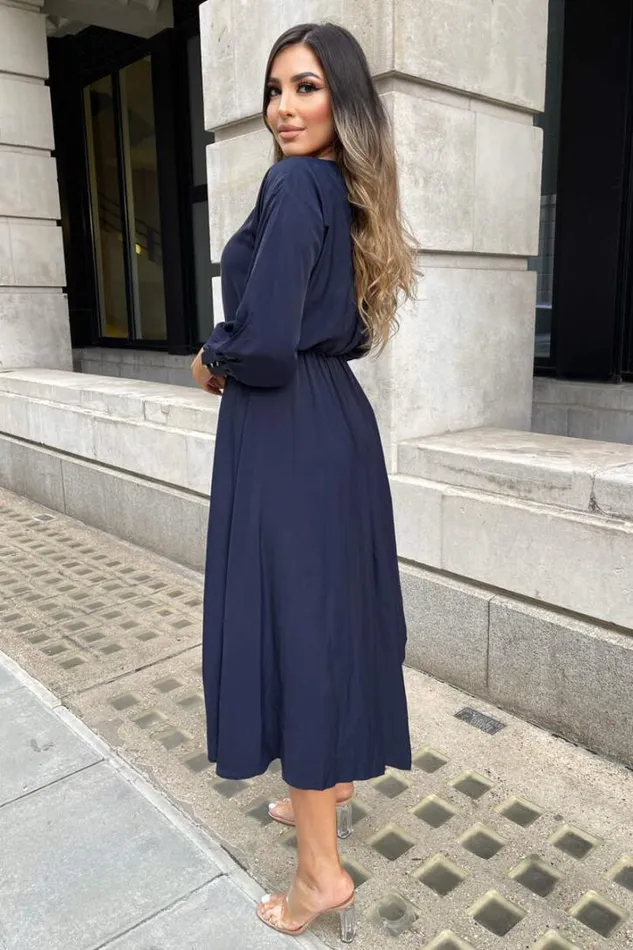 AX Paris Navy High Low Skirt Midi Dress Dresses