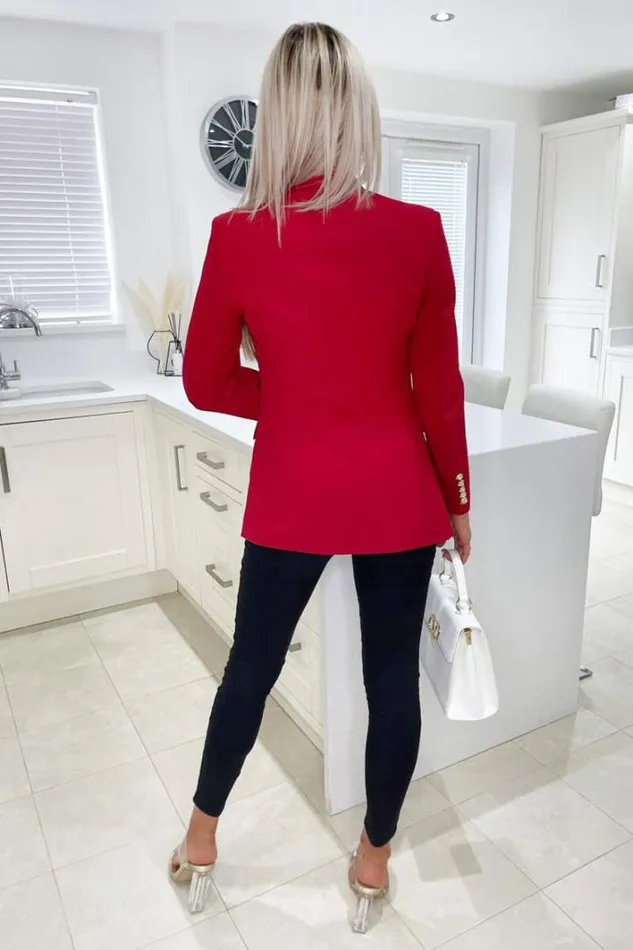 AX Paris Red Military Style Blazer Coats and Jackets