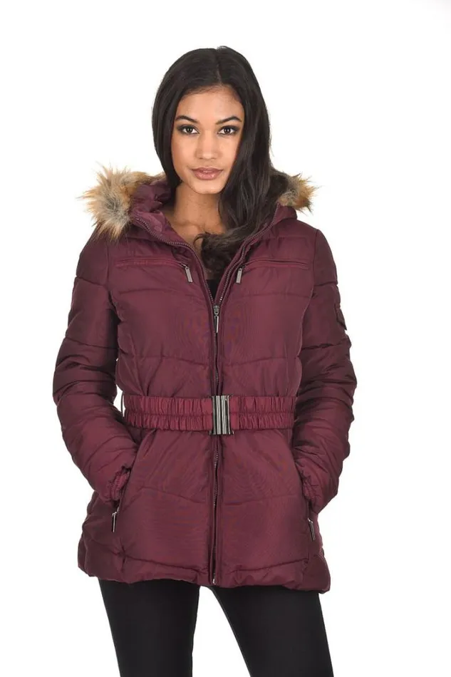 AX Paris Wine Padded Puffer Jacket Coats and Jackets